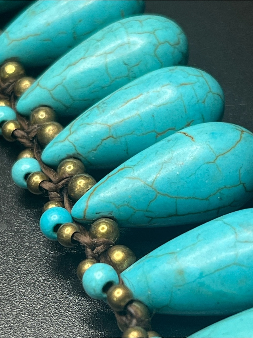 Handmade style turquoise boho festival style necklace with bells - Picture 8 of 8
